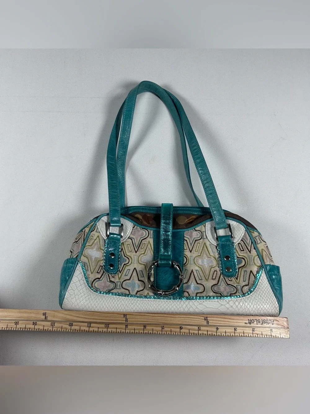 Spencer & Rutherford Shoulder Bag Geometric Colorful Snakeskin Leather Australia